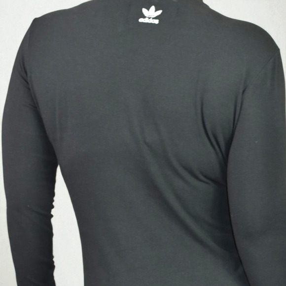 Adidas HER Studio London Floral Trefoil Dress Black Long Sleeve Mini Logo Medium - Picture 5 of 15